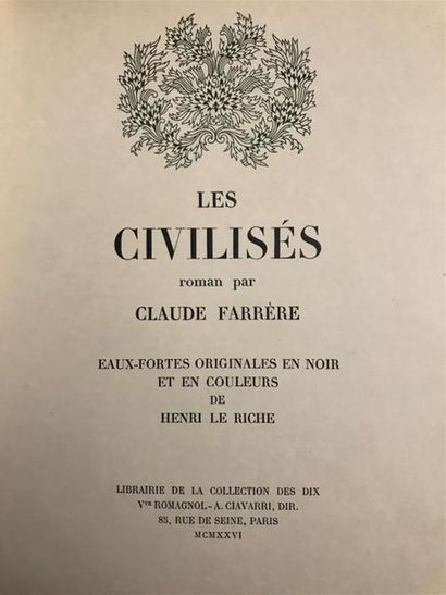 null Claude FARRÈRE. Les Civilisés. Paris, Collection des Dix, 1926. In-4, chagrin...