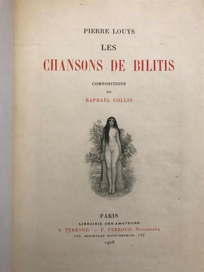 null Pierre LOUYS. Les Chansons de Bilitis. Paris, Ferroud, 1906. In-4, demi-chagrin...