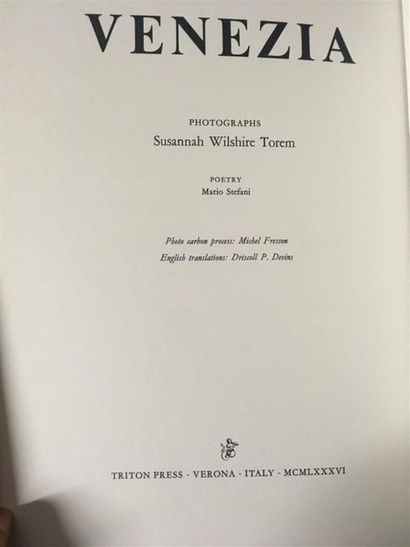 null Susannah WISHIRE TOREM,Venezia. Poèmes de Mario Stefani. Italie, 1986.Grand...