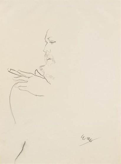 null Carl ERICKSON (1891-1958)
Ensemble de deux dessins : 
- Profil d'Homme barbu....