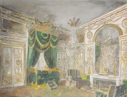 null Max Cyprien JACOB (1876-1944)
La chambre de Napoléon au Chateau de Fontainebleau,...