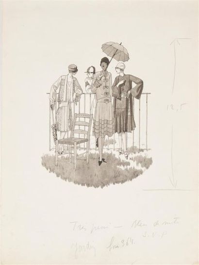 null Pierre MOURGUE (1890-1969)
Elegants aux courses
Deux projets d'illustrations...