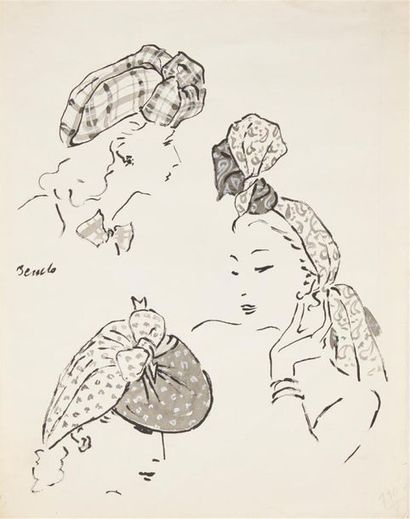 null Edouard Garcia BENITO (1891-1981)
Trois portraits de femmes au foulard, Projet...
