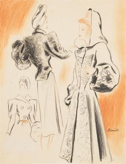 null Edouard Garcia BENITO (1891-1981)
Mannequins en Lanvin, Projet d'illustration...