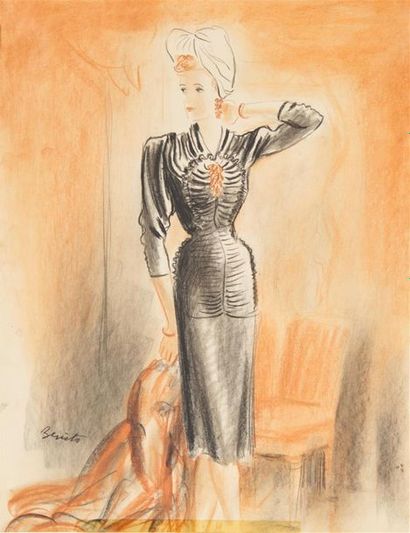 null Edouard Garcia BENITO (1891-1981)
Mannequin en robe Marcelle Dormoy
Projet d'illustration...