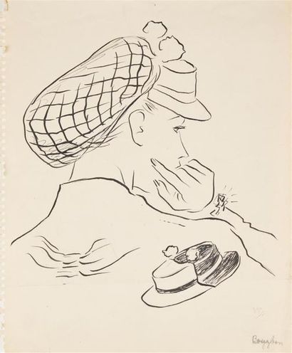 null Attribué à Edouard Garcia BENITO (1891-1981)
Illustration de mode pour un chapeau...