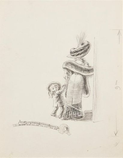 null CHAS-LABORDE (1886-1941)
Cinq dessins à l'encre représentant des scènes familiales...