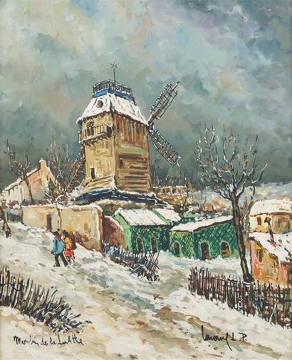 null Robert L.P. LAVOINE (1916-1999)
Montmartre, Moulin de la galette
Huile sur toile,...