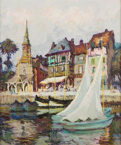 null Pierre BOUDET (1915/25-2010)
Honfleur, vieux musée 
Huile sur isorel, signée...