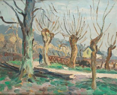 null Léonard BORDES (1898-1969)
Environs de Rouen, promenade d'automne
Huile sur...