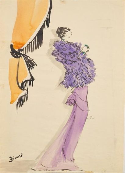 null Christian Jacques BERARD (1902-1949)
Modèle à la robe mauve, probablement un...