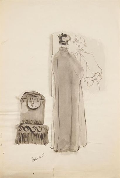 null Christian Jacques BERARD (1902-1949)
Femme au long manteau devant le miroir
Encre...