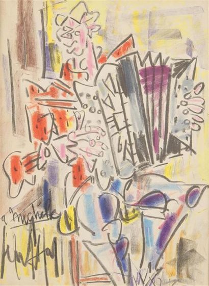 null GEN PAUL (1895-1975)
L'accordéoniste
Crayons de couleur sur papier. Signé en...