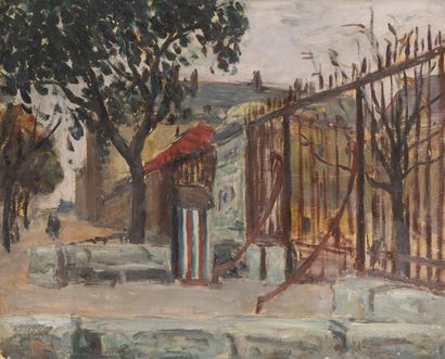 null Léonard BORDES (1898-1969)
Rue animée. 
Huile sur panneau, signée en bas à droite...