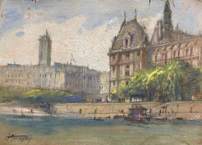 null ECOLE MODERNE
Vues de Paris
Ensemble de 19 gouaches, pastels et aquarelles sur...
