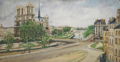 null Pierre FARGE (1878-1947)
Vue de Notre Dame de Paris
Huile sur toile, signé en...