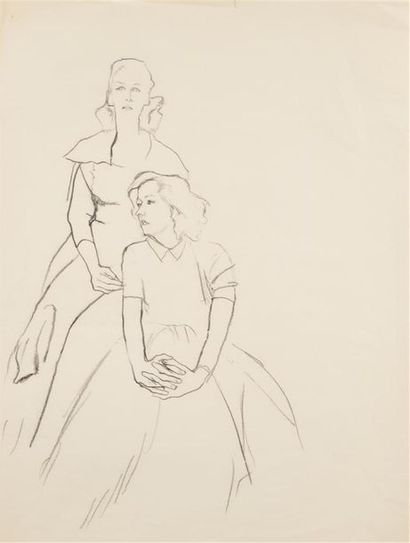 null Carl ERICKSON (1891-1958)
Portrait de deux femmes 
Ensemble de deux dessins...