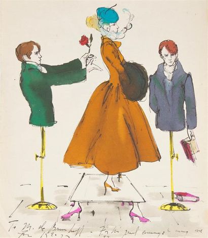 null Tom KEOGH (1921-1980)
Trois illustrations de mode : 
- Mannequins. Dessins recto-verso,...