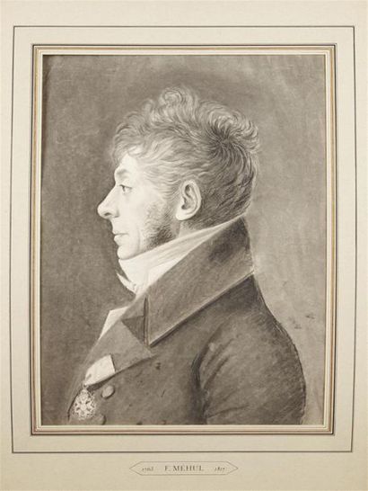 null Edme QUENEDEY DES RICEYS (1756-1830) 
Profil de Etienne Nicolas MEHUL (1763-1817)...