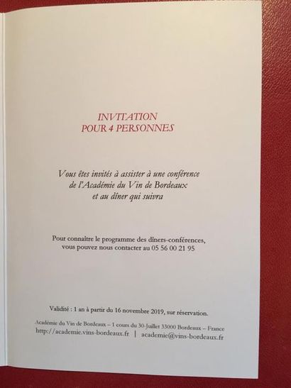 null Invitation pour 4 personnes à une conférence de l'Académie du vin de Bordeaux...