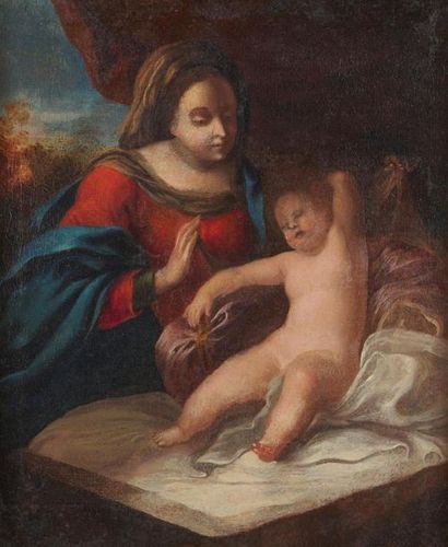 null Ecole italienne du XIXème siècle
Maternité 
Huile sur toile 
36 x 30 cm
Ren...