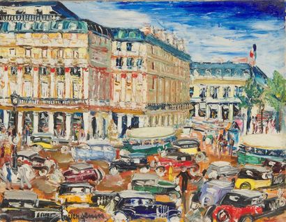 null Attribué à Lucien GENIN (1894-1953)
Vue de Paris : les automobiles
Huile sur...