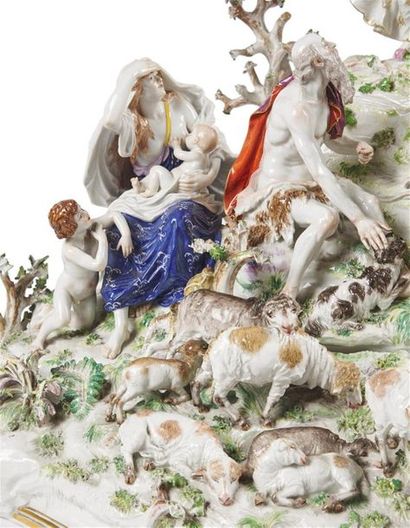 null Meissen
Grand groupe en porcelaine en cinq parties représentant un triomphe...