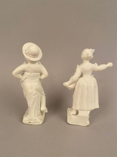 null Mennecy (attribué à)
Paire de statuettes en porcelaine tendre représentant un...