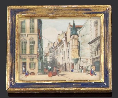 null Trois miniatures rectangulaires « Vues de Paris : la rue de la paix, l'angle...