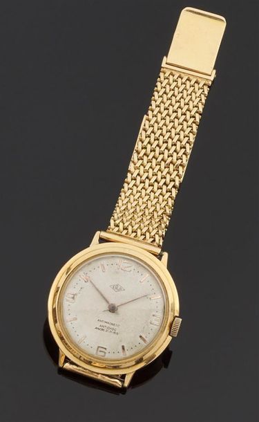 null Montre bracelet d'homme en or jaune 750 millièmes, la montre de forme ronde,...