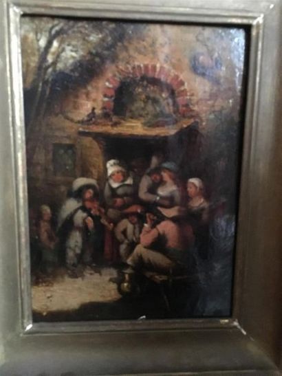 null D'après David Teniers
Scène de taverne 
Huile sur panneau
22 x 16 cm
