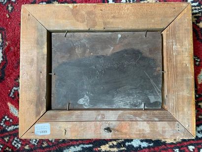 null * Ecole du XIXème siècle 
Paysage animé 
11,5 x 16,5 cm 
Dans un cadre en bois...