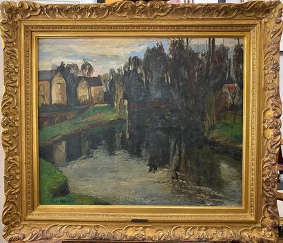 null *Charles KVAPIL (1884 - 1957)
Le pont sur la rivière, 1928
Huile sur toile,...