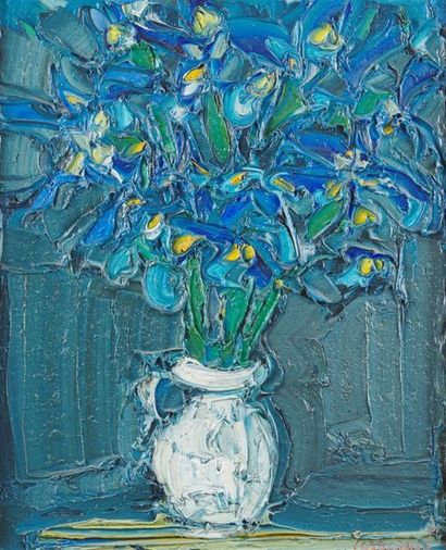 null André COTTAVOZ (1922 - 2012)
Fleurs, 1975
Huile sur toile, signée en bas à droite,...