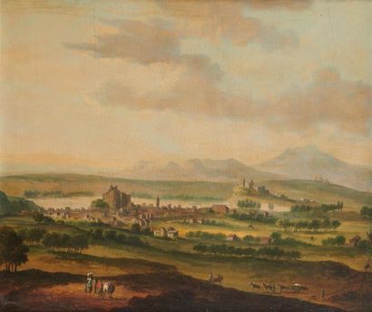 null Attribué à Robert GRIFFIER (1688 - vers 1760)
Village autour d'un chateau fort
Panneau...