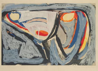 null Bram VAN VELDE (1895 - 1981)
Sans titre. 1962
Lithographie en couleurs sur vélin....