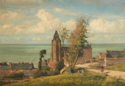 null Eugène BERTHELON (1830 - 1914)
Village en bord de mer, 1875
Huile sur toile,...