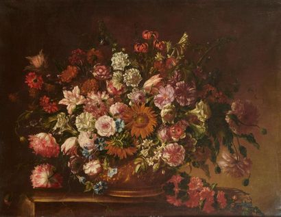 null Attribué à Pieter CASTEELS (1684 - 1749)
Vase de fleurs coupées sur un entablement
Toile
Hauteur...