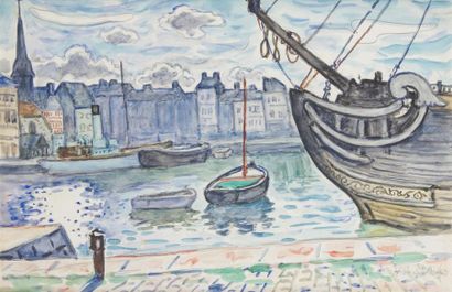 null Henri Liénard de SAINT- DELIS (1878 - 1949)
Honfleur, le port
Aquarelle, signée...