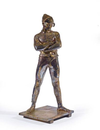null René Charles de SAINT-MARCEAUX (1845-1915)
Arlequin
Épreuve en bronze argenté,...