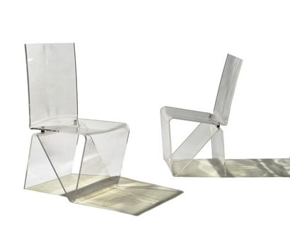 null Maurice MARTY & ROCHE BOBOIS (Éditeur)
Suite de six chaises « Pli » en altuglas...