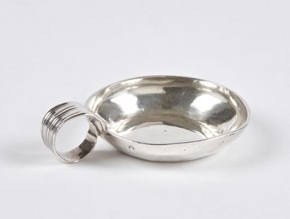 null Two plain silver wine cups, the handle ring molded, marked on the rim "PIERRE...