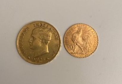 null * Pièce de 40 lires or 1812 
Pièce de 20 francs or 1909