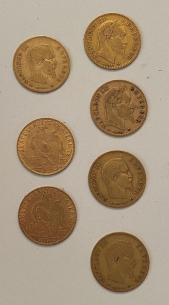 null * Sept pièces de 10 Francs or 