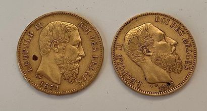 null * Deux pièces de 20 Francs belges en or 