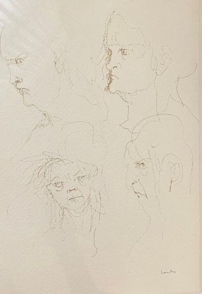 null Leonor FINI (1907-1996)
Quatre portraits de vieillards
Encre brune sur papier,...