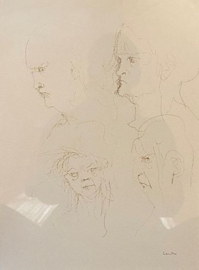 null Leonor FINI (1907-1996)
Quatre portraits de vieillards
Encre brune sur papier,...
