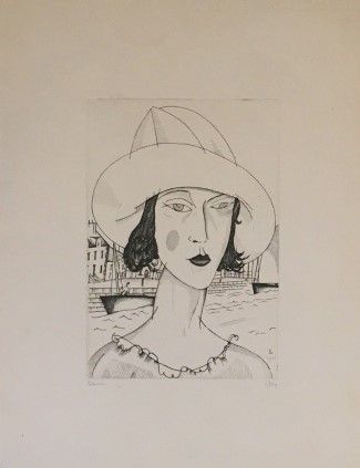 null Jean Émile LABOUREUR (1877-1943)
Jeune fille au chapeau blanc, 1921
Eau forte,...
