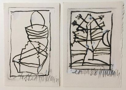 null Jean-Pierre PINCEMIN (1944-2005)
Composition abstraite
Deux estampes, signées...