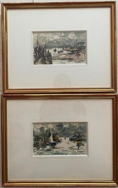 null Fernand HERBO (1905-1995)
Marines 
Deux aquarelles, signées en bas à droite...